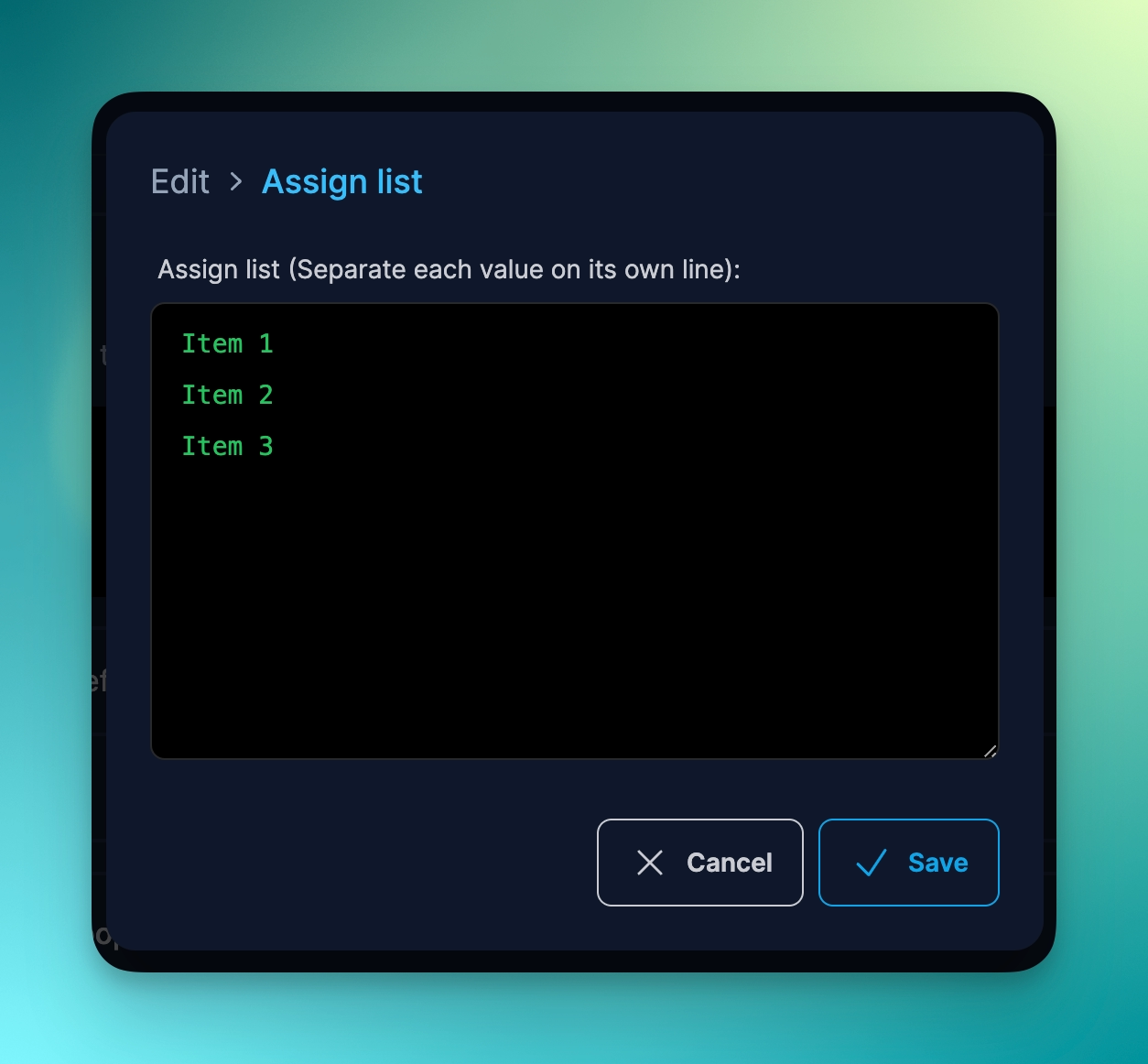 Assign array list in Proggy