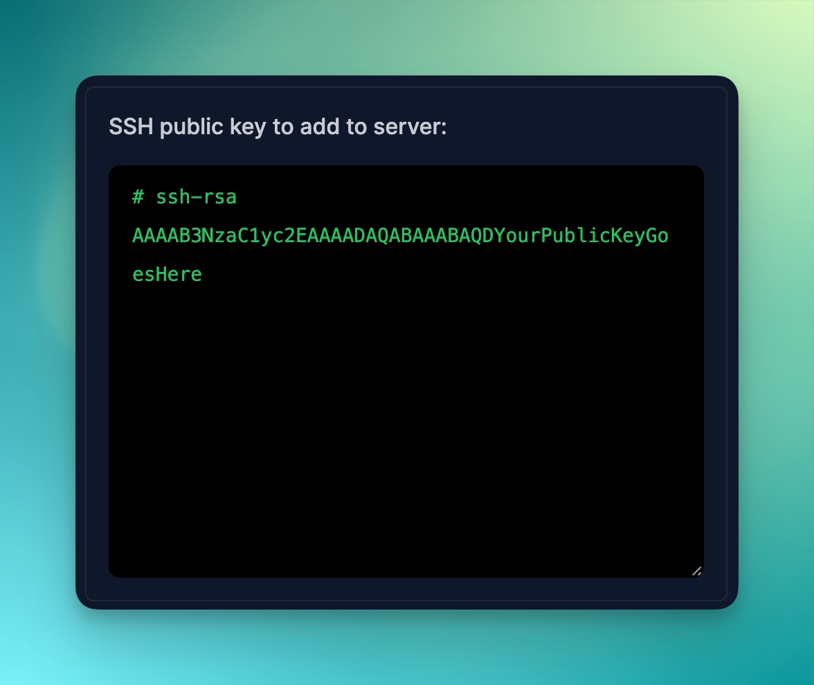 Copy SSH keys public key input