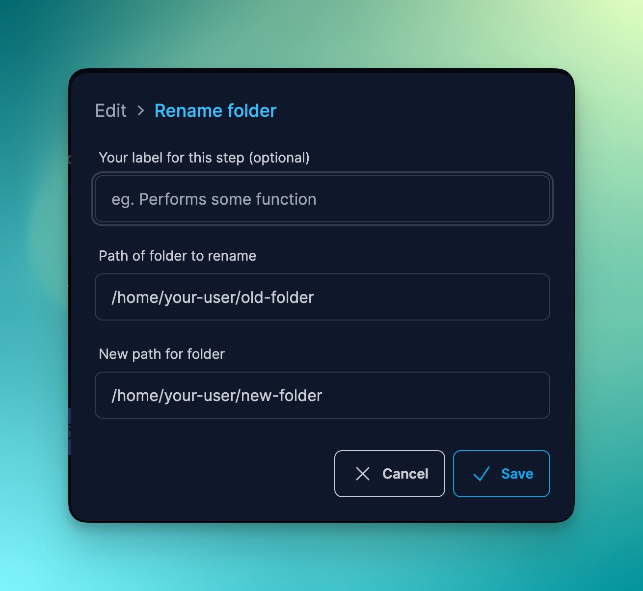 Rename folder directive settings